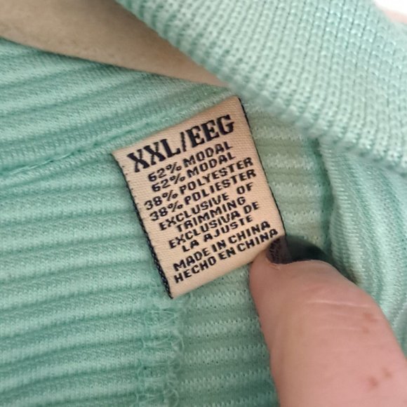 Jamaica Jaxx Polo Shirt Men's XXL Textured Striped Aqua Green Blue Modal Blend - Picture 4 of 6